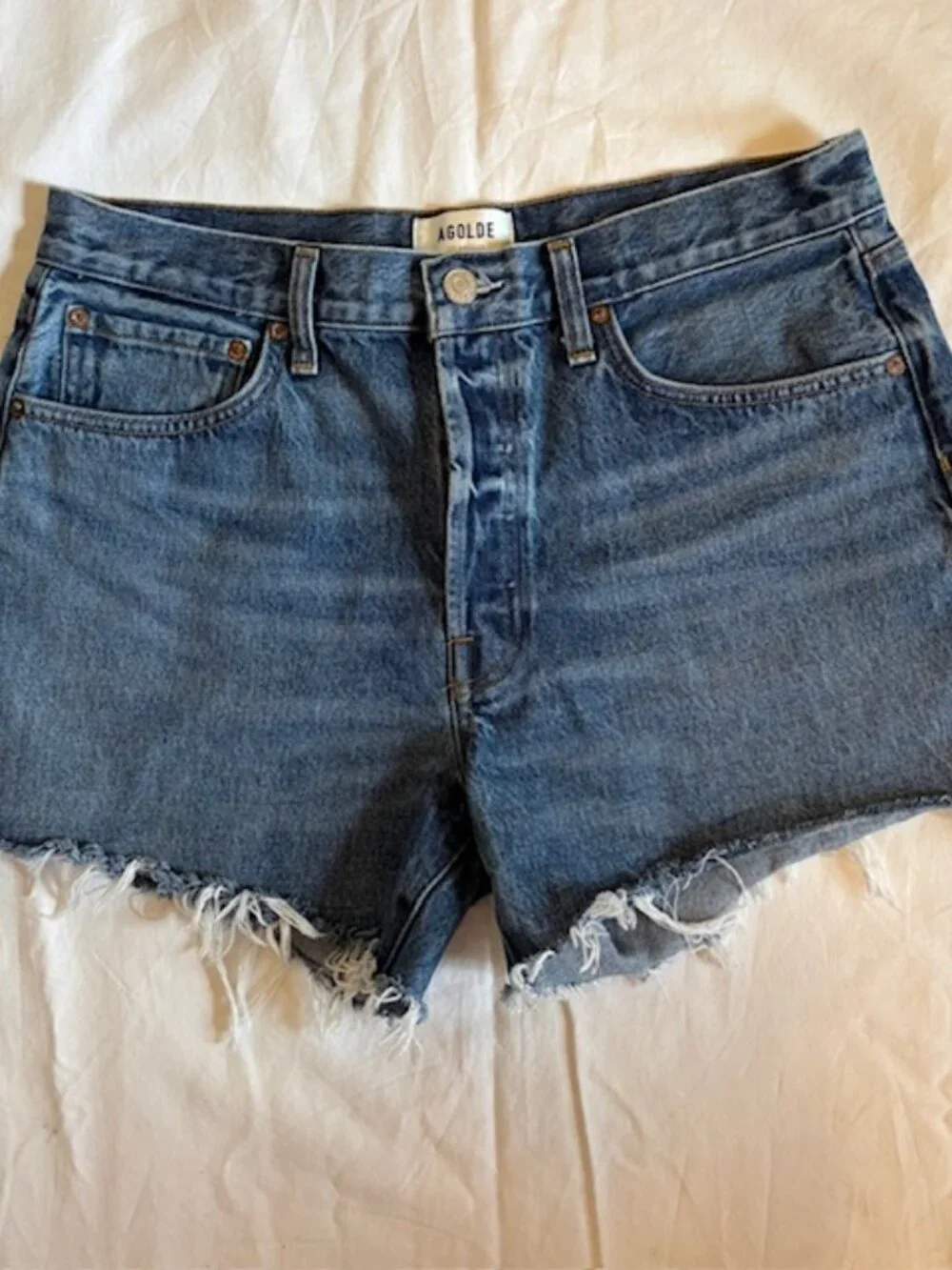 Agolde Parker Long High Rise Denim Shorts Women's Size 30